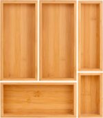 bamboo drawer organizer Set,expandable drawer dividers,wooden storage organizers,drawer organizers for kitchen, bathroom,flatware,Tea Bag Organizer (1 X 5PCS Natural) - Image 2