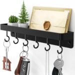 niffgaff Black Key Holder Wall Mount, Stainless Steel Self Adhesive Hooks Rack with Shelf, No Drill Key Hanger for Door and Wall - Image 2