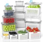 10Pack Fruit Storage Containers for Fridge - Berry Containers with Vent and Handle Lids, Fruit Containers for Fridge with Colander, lettuce keeper for Refrigerator Organizers and Storage - Image 2