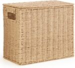 14 Inch Toilet Paper Storage Basket with Lid, 6-Roll Bathroom Organizer, Woven Paper Rope Basket for Narrow Spaces, Multi-Purpose Holder for Towels, Utensils, Picnic & Home Decor - Image 2
