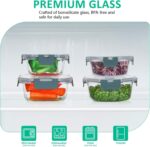 KOMUEE 24 Pieces Glass Food Storage Containers Set,Meal Prep Containers-Stackable Airtight Glass Storage Containers with lids,Freezer, Microwave, Oven Safe,Gray - Image 4