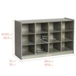 ECR4Kids 12 Cubby Mobile Tray Storage Cabinet, 3x4, Classroom Furniture, Grey Wash - Image 4
