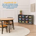 ECR4Kids 12 Cubby Mobile Tray Storage Cabinet, 3x4, Classroom Furniture, Grey Wash - Image 6