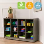 ECR4Kids 12 Cubby Mobile Tray Storage Cabinet, 3x4, Classroom Furniture, Grey Wash - Image 7