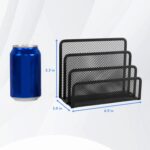 EASEPRES Desk Mail Organizer, Office Small Desktop Metal Mesh Envelope Letter Sorter Paper File Holder Organizer with 3 Vertical Upright Compartments, Black 1 Pack - Image 3