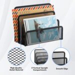 EASEPRES Desk Mail Organizer, Office Small Desktop Metal Mesh Envelope Letter Sorter Paper File Holder Organizer with 3 Vertical Upright Compartments, Black 1 Pack - Image 4