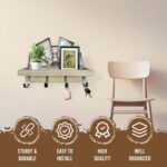 RootyHeart Windmill Key Holder Wall Mount, Decorative Wall Mounted Key and Mail Rack with Shelf, Farmhouse Wall Decor, 4 Rustic Hooks for Coats & Keys, Gray Western Key Holder - Image 6