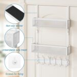 Over The Door Hooks Organizer, Over Door Storage with 12 Coat Hooks and 2 Mesh Basket, Bathroom Door Organizer Towel Rack Back of Door Hanger Organizer for Bedroom, Kitchen(White) - Image 3