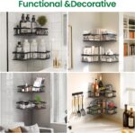 Adhesive Shower Caddy, 2 Pack Corner Bath Organizer, Rustproof Stainless Steel Shower Shelves with Large Capacity, No Drilling Shelves for Bathroom Storage, Home, Kitchen Décor - Image 5