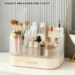 Makeup Organizer for Vanity with Stackable Drawers, 360 Rotating Makeup Brush Holder Large Cosmetic Display Case for Dresser, Bathroom Countertop Skincare Storage, Ideal Gift for Girls - Image 3
