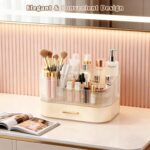 Makeup Organizer for Vanity with Stackable Drawers, 360 Rotating Makeup Brush Holder Large Cosmetic Display Case for Dresser, Bathroom Countertop Skincare Storage, Ideal Gift for Girls - Image 6