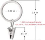 40 Pack White Curtain Rings with Clips, Curtain Hooks Hangers Clip Rings for Hanging Drapes Bows Hat, Drapery Rings 1.26 in I D, Fits up to 1 in Diameter Curtain Rod. - Image 3