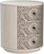 COSIEST 3 Drawer Chest of Drawers, 20 inch MDF Round Storage Cabinet, Retro Whitewash Finish Nightstand, Wood Bedside Table with Drawers for Bedroom Living Room,Light Gray - Image 5