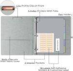 EYROZILL 3 Ring Binder, 1 Inch Linen Binder Organizer for Letter Size (8.5" x 11") with 5 Tab Dividers, File Folder Labels and Low Profile Clipboards, School and Office Supplies-Light Grey - Image 3