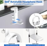 KDD 4-in-1 Desk Organizer - Under Desk Cup Holder and Headphone Hanger with 2 Wire Holes - Rotating Hanger and Detachable Storage for Cup, Phone and Pen (White) - Image 4