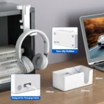 KDD 4-in-1 Desk Organizer - Under Desk Cup Holder and Headphone Hanger with 2 Wire Holes - Rotating Hanger and Detachable Storage for Cup, Phone and Pen (White) - Image 5