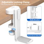 KDD 4-in-1 Desk Organizer - Under Desk Cup Holder and Headphone Hanger with 2 Wire Holes - Rotating Hanger and Detachable Storage for Cup, Phone and Pen (White) - Image 6