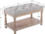 Kmax Storage Entryway Bench Tufted Shoe Rack Bench Wood Window Bench for Hallway Entrance Bedroom Corner-1 Seat, Gray - Image 3