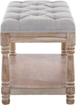 Kmax Storage Entryway Bench Tufted Shoe Rack Bench Wood Window Bench for Hallway Entrance Bedroom Corner-1 Seat, Gray - Image 6