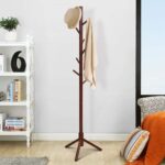 Tangkula Coat Rack Freestanding, Rubber Wood Coat Stand with 8 Hooks, Height Adjustable Entryway Coat Tree Coat Hanger Stand for Home Office Hall Entryway - Image 3
