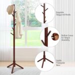 Tangkula Coat Rack Freestanding, Rubber Wood Coat Stand with 8 Hooks, Height Adjustable Entryway Coat Tree Coat Hanger Stand for Home Office Hall Entryway - Image 5