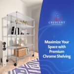 4000 LBS Heavy Duty Wire Rack 48 x 18 x 76, 5-Tier NSF Commercial Rolling Rack with Wheels, Chrome Metal Shelving Unit for Garage, Kitchen, Warehouse, Adjustable Storage Shelf, Crescent - Image 7