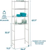 Honey-Can-Do 4-Tier Over-The-Toilet Storage Shelf - Space-Saving Steel Bathroom Restroom Organizer with Neutral Chrome Finish, Ideal for Towels, Toiletries, & Essentials - 24"W x 68"H x 11"D - Image 4