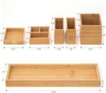 Bamboo Vanity Tray, 6-Piece Bathroom Countertop Vanity Tray Set, Makeup Kitchen Desk Organizer and Storage - Holds Small Items - Image 6