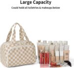Narwey Checkered Travel Toiletry Bag for Women Large Makeup Bag, Wide-open Cosmetic Make Up Organizer with Handle, Travel Bag for Toiletries, Essentials, Accessories (Light Checkerboard) - Image 8