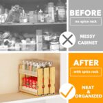 SpaceAid Bamboo Pull Out Spice Rack Organizer for Cabinet, Heavy Duty Slide Out Seasoning Kitchen Pantry Sliding Vertical Organization, 7.6" Wide, 3 Drawers(2" Wide), 2-Tier, Natural - Image 3