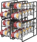 MOOACE 4 Pack Can Dispenser Rack, Stackable Can Storage Organizer Holder for Canned Food Kitchen Cabinet Pantry Countertop, Black - Image 7