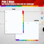 Tab Dividers for 3 Ring Binders – 6 Sets, 1–8 Numbered Index Dividers with Table of Contents – 8.5 x 11 in, 3-Hole Punched – Binder Dividers for School, Office, Filing, Organizing - 6 Pack - Image 4