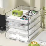 4-Tier Paper Organizer for Desk, Stackable Desk Organizer Paper Tray, Ideal for Office Supplies, A4 Storage (Clear, 4-Tier) - Image 3