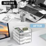 4-Tier Paper Organizer for Desk, Stackable Desk Organizer Paper Tray, Ideal for Office Supplies, A4 Storage (Clear, 4-Tier) - Image 4