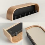 Kazai.® Key Holder 'Toke' | Minimalist Key Hook Design from Berlin | Modern Key Holder Wall Mount with Wooden Shelf | Key Rack for Wall as Entryway Organizer | Oak - Image 4