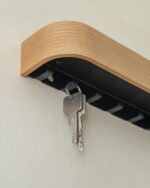 Kazai.® Key Holder 'Toke' | Minimalist Key Hook Design from Berlin | Modern Key Holder Wall Mount with Wooden Shelf | Key Rack for Wall as Entryway Organizer | Oak - Image 6