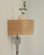 Kazai.® Key Holder 'Toke' | Minimalist Key Hook Design from Berlin | Modern Key Holder Wall Mount with Wooden Shelf | Key Rack for Wall as Entryway Organizer | Oak - Image 8