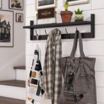 BAMEOS Wall-Mounted Shelf with Hooks - 28.9 Inch Entryway Hanging Shelf with 5 Dual Hooks for Bathroom, Living Room, Bedroom (Black) - Image 4