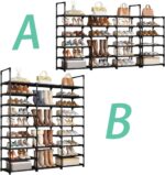 SUOERNUO Shoe Rack Storage Organizer Holds 50-55 Pairs Tall Shelf for Shoes Metal Freestanding Closet Black 9-Tier Non-Woven Dustproof - Image 4