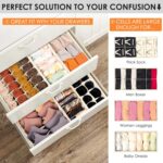 Drawer Organizer Clothes, 8 Pack Dresser Organizer Bins for Baby Clothes, Underwear Sock, Fabric Closet Organization and Storage Dividers for Nursery Bedroom (48 Compartments, Beige) - Image 3