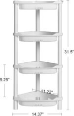 ELYKEN 4 Tier Shower Caddy Organizer Shelf Corner, 14.4 x 11.2 x 31.5 Inches, Rustproof, Plastic Shower Rack Stands for Inside Bathroom, Bathtub, Shower pan, White - Image 3