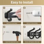 pickpiff Coat Rack Wall Mounted Heavy-Duty: Metal Coat Hanger 6 Hooks for Hanging Hat, Clothes, Robe, Keys, Backpack, Bathroom Towels, Jacket, Purse - Closet, Door, Entryway, Mudroom (Black, 1 Pack) - Image 6