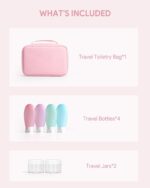 Toiletry bag for women with travel size containers set, hanging toiletry bag for full Size toiletries, Skincare, Shampoo, Makeup Cosmetic Bag Travel Organizer, Water-resistant toiletry bag - Image 3