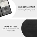 Car Registration and Insurance Holder,PU Leather Car Glove Box Organizer Car Document Holder for ID,Driver's License (Black) - Image 4