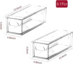 Abiudeng 2 Pack Stackable Refrigerator Organizer Bins with Pull-out Drawer, Drawable Clear Fridge Drawer Organizer with Handle, Plastic Kitchen Pantry Storage Containers - Image 3