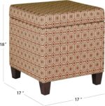 HomePop Upholstered Storage Cube Ottoman with Hinged Lid, Orange Geometric 17" x 17" x 18" - Image 4