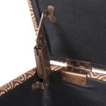 HomePop Upholstered Storage Cube Ottoman with Hinged Lid, Orange Geometric 17" x 17" x 18" - Image 10