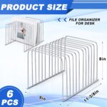 6 Pcs Desktop Organizer Wire Desk File Organizer Vertical Metal Stand up File Stand for Office Home, 11 Sections (Silver) - Image 3