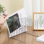 6 Pcs Desktop Organizer Wire Desk File Organizer Vertical Metal Stand up File Stand for Office Home, 11 Sections (Silver) - Image 6