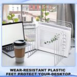 6 Pcs Desktop Organizer Wire Desk File Organizer Vertical Metal Stand up File Stand for Office Home, 11 Sections (Silver) - Image 7